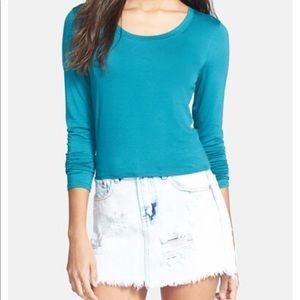 Tildon long sleeve crop top nwt teal